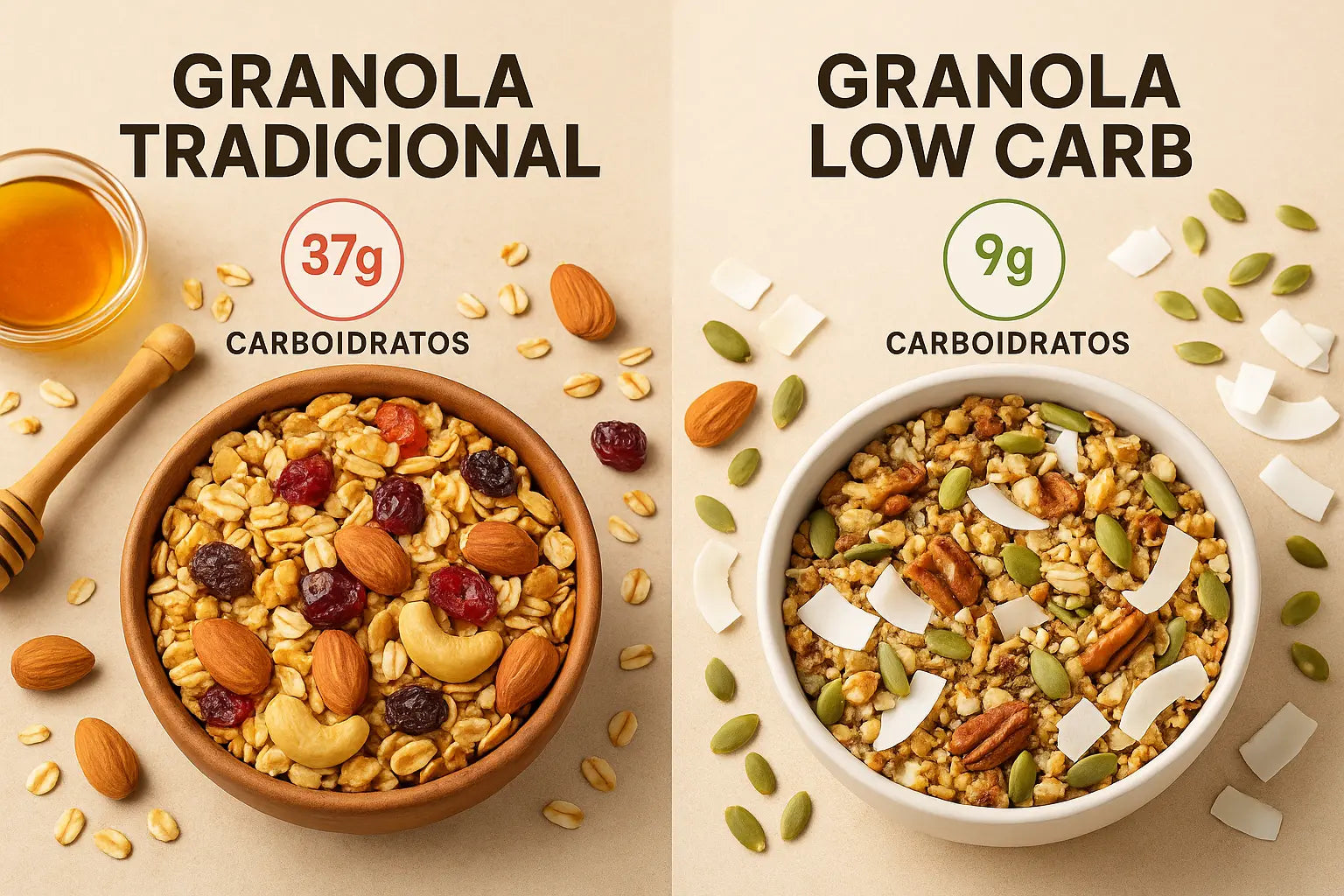 Granola-tradicional-x-granola-low-carb-descubra-a-melhor Chiva Fit