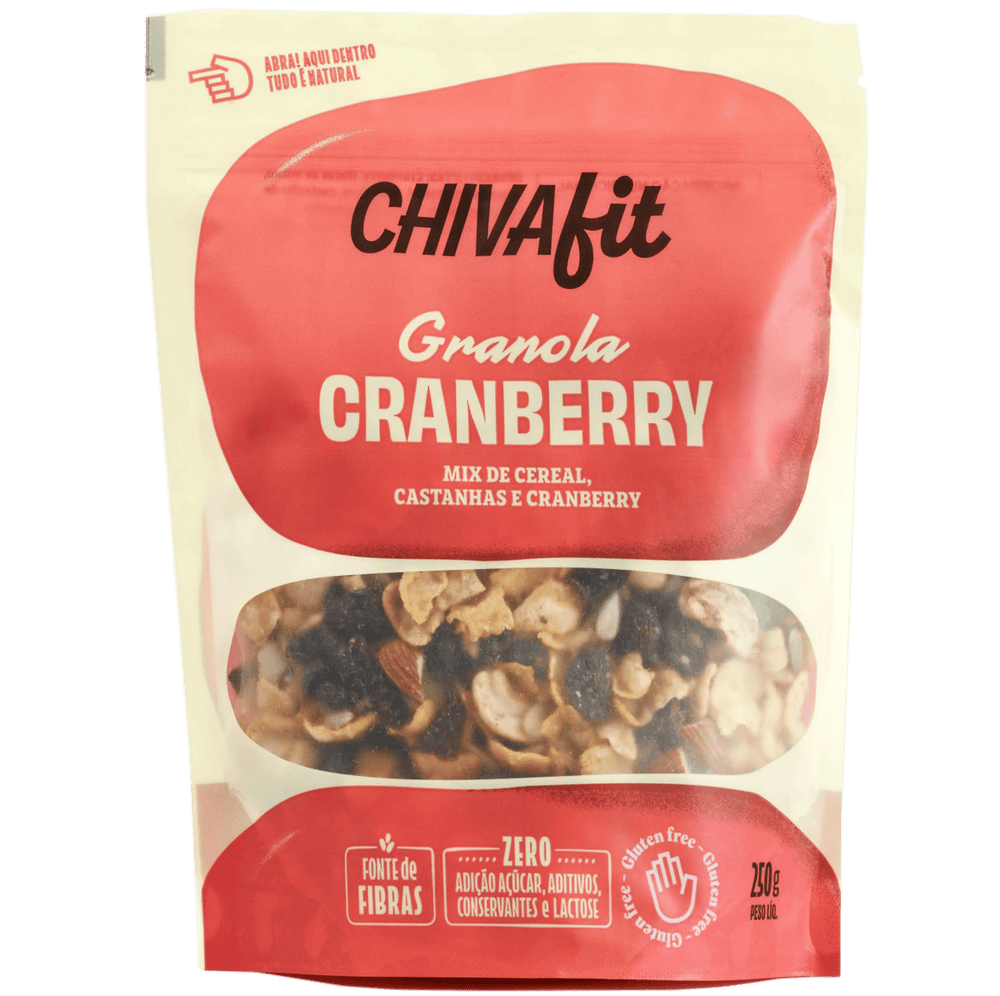 Granola Cranberry Sem Açúcar e Sem Glúten - Chiva Fit