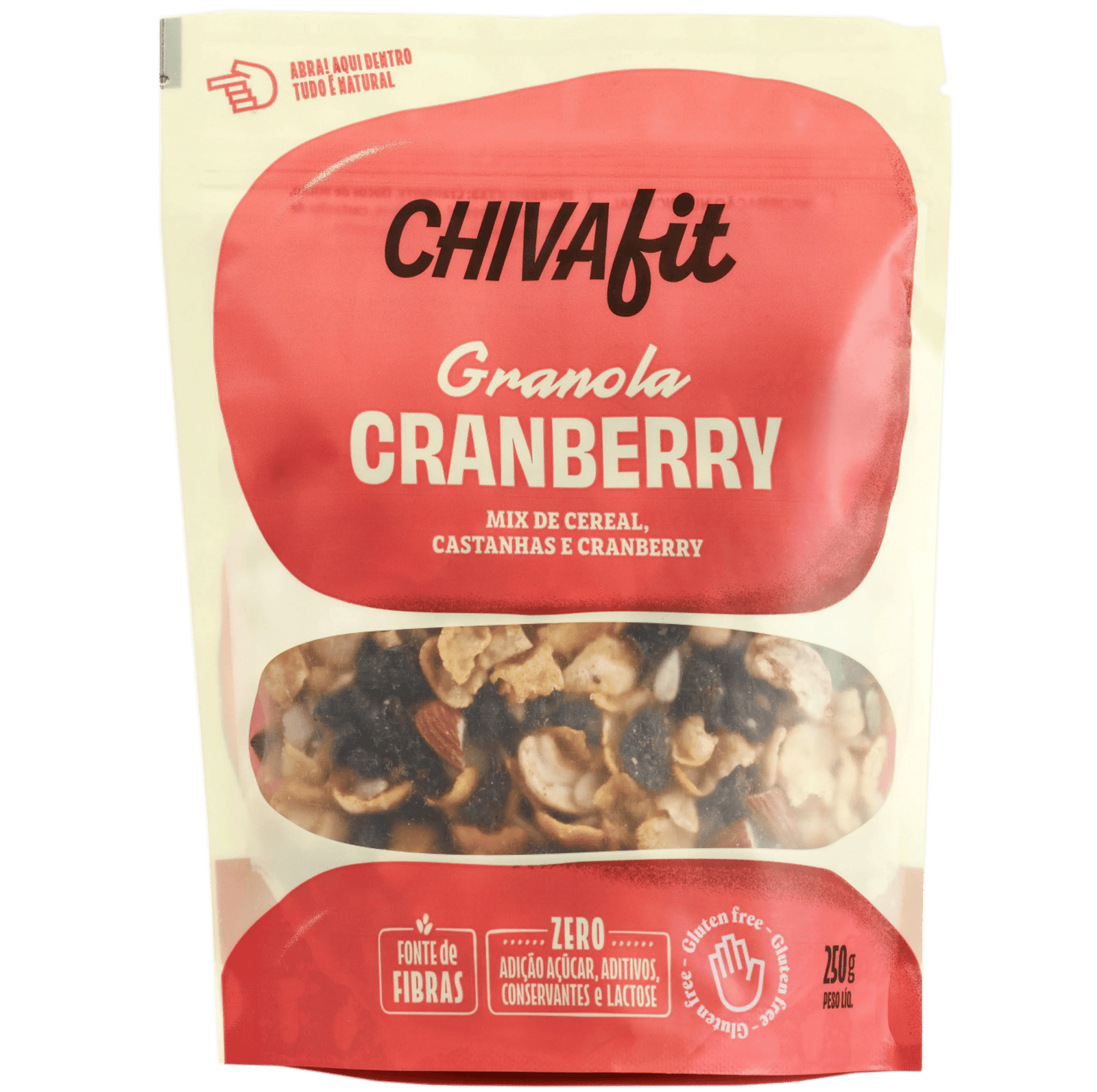 Granola de Cranberry sem açúcar e sem glúten Chiva Fit