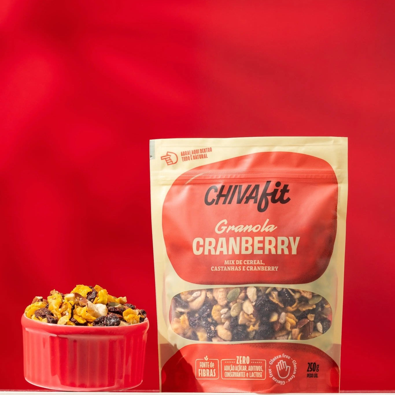 Granola de Cranberry sem açúcar e sem glúten Chiva Fit